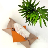 Elegant Handcrafted Fabric Tissue Box - Available in 3 Colors - Bagie and orange