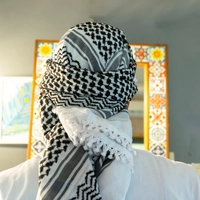 Palestinian Kufiya Roll- Designed in the Shape of a Cap - Tied Firmly