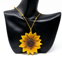 Elegant Sunflower Necklace with a Golden Chain