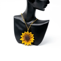 Elegant Sunflower Necklace with a Golden Chain