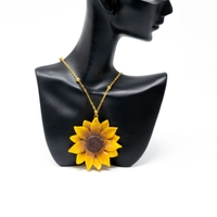 Elegant Sunflower Necklace with a Golden Chain