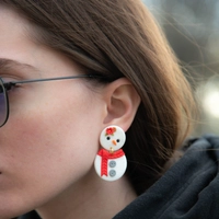 Winter Accessories: White Snowman Earring