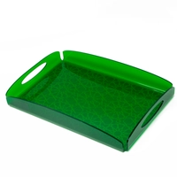 Small Acrylic Serving Tray with Arabic Geometric Shapes​ - Dark Green Color 