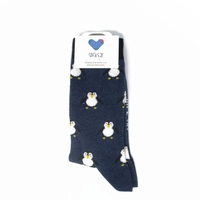 Cute Penguins Socks - Stylish & Comfortable Navy Blue Socks  - For Women