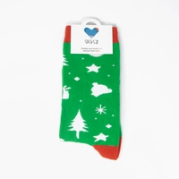 Winter Vibes Socks - Green Socks with Christmas Decorations  - For Women