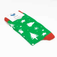 Winter Vibes Socks - Green Socks with Christmas Decorations  - For Women