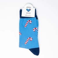 Unisex Candy Cane Socks Baby Blue 