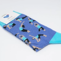 Yoga Poses Socks - Blue Socks for Women 