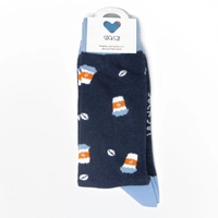  Coffee Cups Socks - Navy Blue Socks with Coffee Cup Drawings - For Men