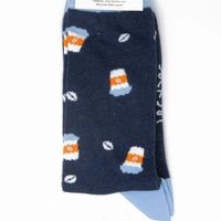  Coffee Cups Socks - Navy Blue Socks with Coffee Cup Drawings - For Men