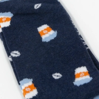  Coffee Cups Socks - Navy Blue Socks with Coffee Cup Drawings - For Men