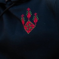 Black Hoodie adorned with Red Hand-Embroidery - Available in Three Sizes