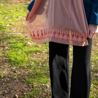 Soft Apricot Shawl Adorned with Elegant Details of Hand Embroidery