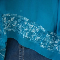 Unique Heritage Accessories: A Blue Head Shawl with Peasant Hand Embroidery