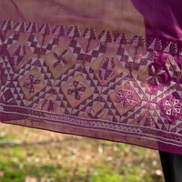 Embroidered Scarf - Hand Embroidered Wide Purple Fabric Shawl