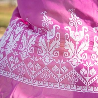 Fuchsia Shawl Decorated with White Peasant Embroidery