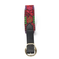 Women's Red Heritage Belt with Handmade Peasant Embroidery