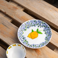 Lemon Platter Set: Hand-Painted Lemon-Themed Plate and Bowl