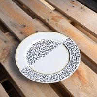Luxury Serving Plates Set: White Serving Plates Decorated with Arabic Letters - 2 Pieces