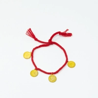 Adjustable Red Rope Bracelet Adorned with Gold Liras