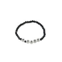 Black and White Beaded Bracelet with An English Word  (Dark)