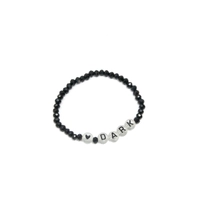 Black and White Beaded Bracelet with An English Word  (Dark)