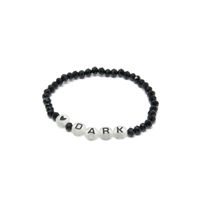 Black and White Beaded Bracelet with An English Word  (Dark)