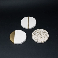 Luxurious Concrete Serving Set: Circular Serving Tray with White & Gold Coasters