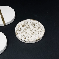 Luxurious Concrete Serving Set: Circular Serving Tray with White & Gold Coasters