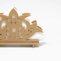 Elegant Brown Handcrafted Crown Shaped Table Napkin Holder with Base ​- 3D Printing