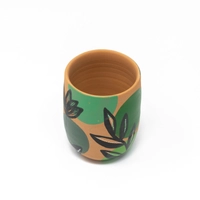 Handcrafted Pottery Cups with Attractive Earthy Tones Paintings - Available in Several Colors - Fuchsia