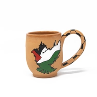 Palestine Flag Cup - Handmade of pottery - Decorated with A Keffiyeh & English Phrase Design 