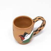 Palestine Flag Cup - Handmade of pottery - Decorated with A Keffiyeh & English Phrase Design 