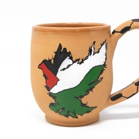 Palestine Flag Cup - Handmade of pottery - Decorated with A Keffiyeh & English Phrase Design 