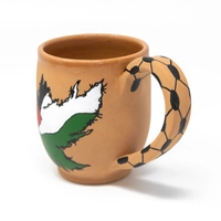 Palestine Flag Cup - Handmade of pottery - Decorated with A Keffiyeh & English Phrase Design 