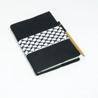 Palestine Stationery: Handmade Black & White Fabric Notebook with Palestinian Keffiyeh Design