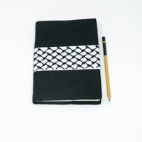 Palestine Stationery: Handmade Black & White Fabric Notebook with Palestinian Keffiyeh Design