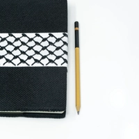 Palestine Stationery: Handmade Black & White Fabric Notebook with Palestinian Keffiyeh Design