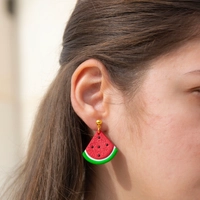 FRESH ACCESSORIES: Watermelon earrings handcrafted from refractory polymer clay