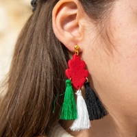 Palestine Earrings: Clay Palestinian Flag Earrings with Bohemian Tassels 