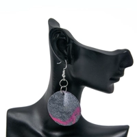 Dangling Gray and Fuchsia Earring with Elegant Circular Design 