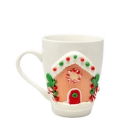 Christmas Mug - Handmade White Mug with Christmas Design