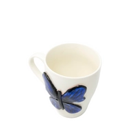 White Nescafe Mug with A Lovely Butterfly Design in Navy Blue