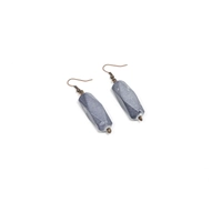 Fancy Stone Earrings: Copper Dangle eEarring with Gray Stone ​