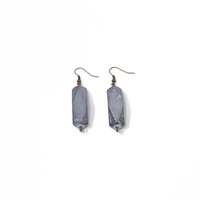 Fancy Stone Earrings: Copper Dangle eEarring with Gray Stone ​