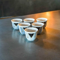 Set of 6-piece Arabic Coffee Cups - Decorated with Traditional Arabic Clothing Designs - Available in 2 Designs - Design 1