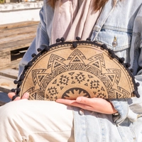 Bohemian-Style Clutch Bag in Beige and Black