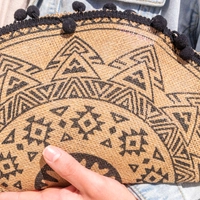 Bohemian-Style Clutch Bag in Beige and Black