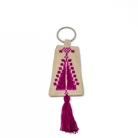 Heritage Keychain with Unique Hand Embroidery Design - Available in Two Colors - Baige and Fuchi