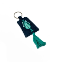 Heritage Keychain with Unique Hand Embroidery Design - Available in Two Colors - Baige and Fuchi